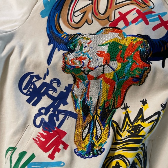 Genuine (brand) new graffiti hoodie with sequins and embroidery. Medium - Picture 4 of 7